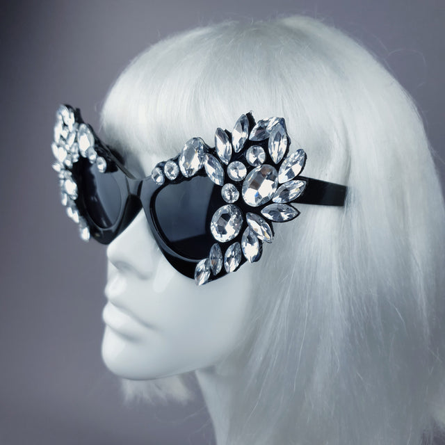 "Galás" Clear Diamante Jewel Cats Eye Sunglasses