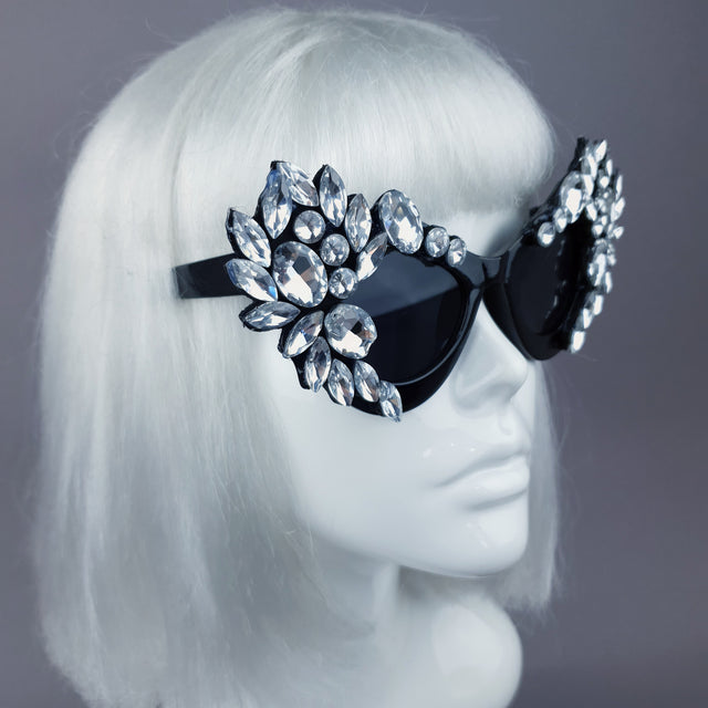 "Galás" Clear Diamante Jewel Cats Eye Sunglasses
