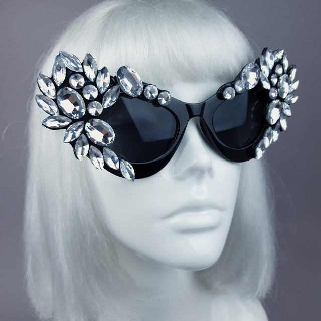 "Galás" Clear Diamante Jewel Cats Eye Sunglasses