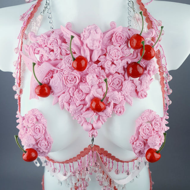 "Maria's Dream" Pink Cherry Filigree & Beading Body Jewellery with Nipple Pasties
