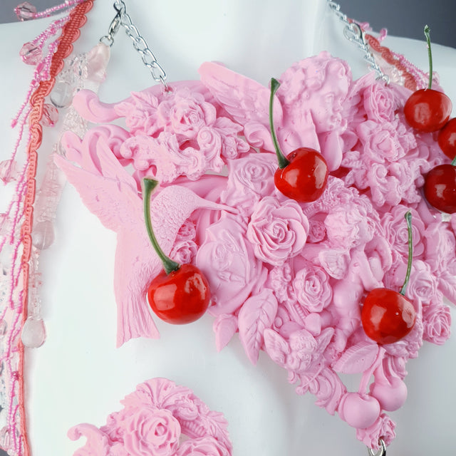 "Maria's Dream" Pink Cherry Filigree & Beading Body Jewellery with Nipple Pasties