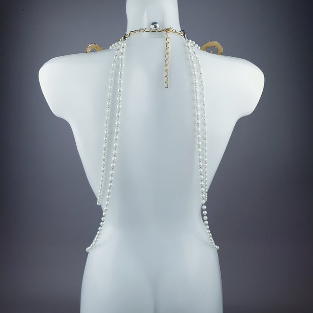 Acadia" Gold Filigree & Pearl Harness Body Jewellery & Pasties.