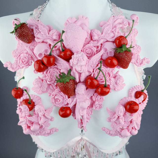"Lick" Pink Cherry Filigree & Beading Body Jewellery with Nipple Pasties