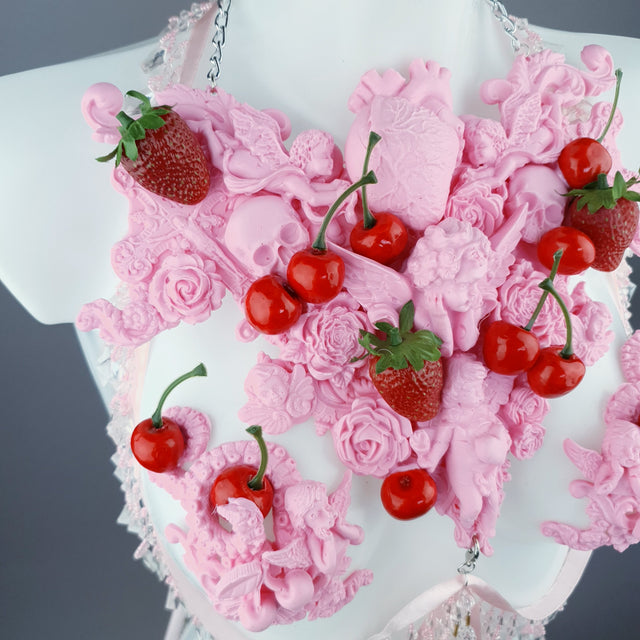"Lick" Pink Cherry Filigree & Beading Body Jewellery with Nipple Pasties