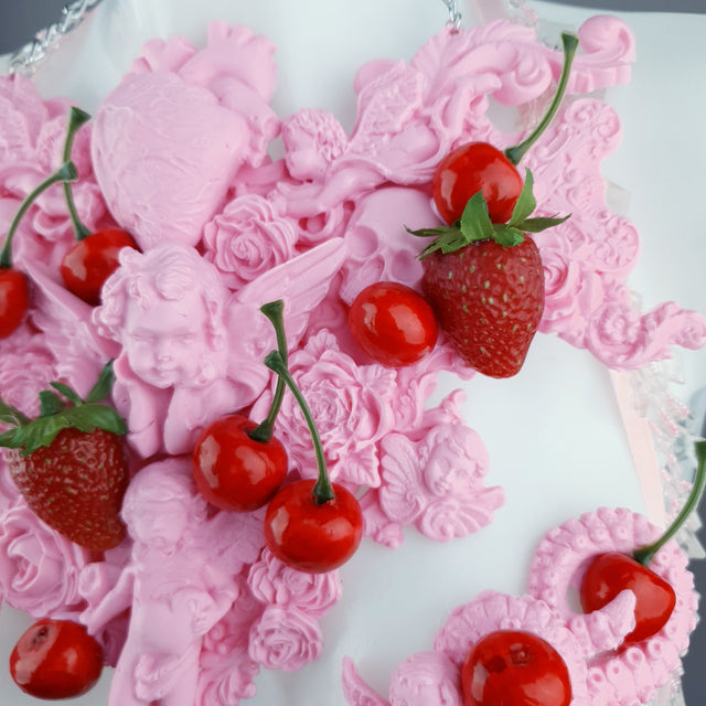 "Lick" Pink Cherry Filigree & Beading Body Jewellery with Nipple Pasties