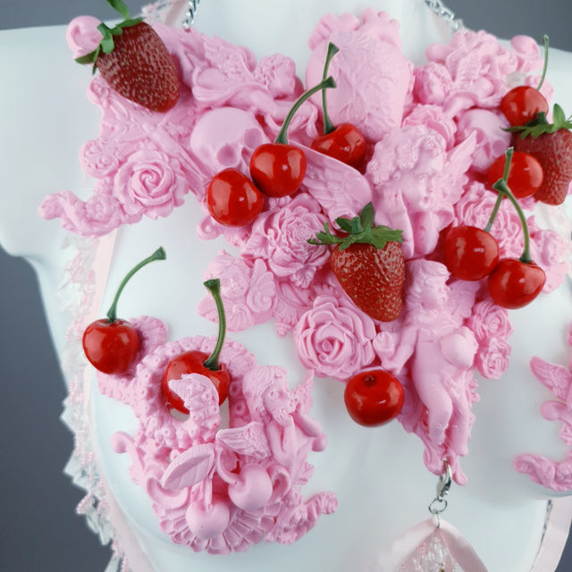 "Lick" Pink Cherry Filigree & Beading Body Jewellery with Nipple Pasties