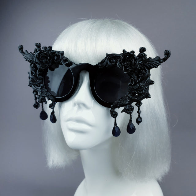 "Black Magick" Black Filigree Ornate Sunglasses