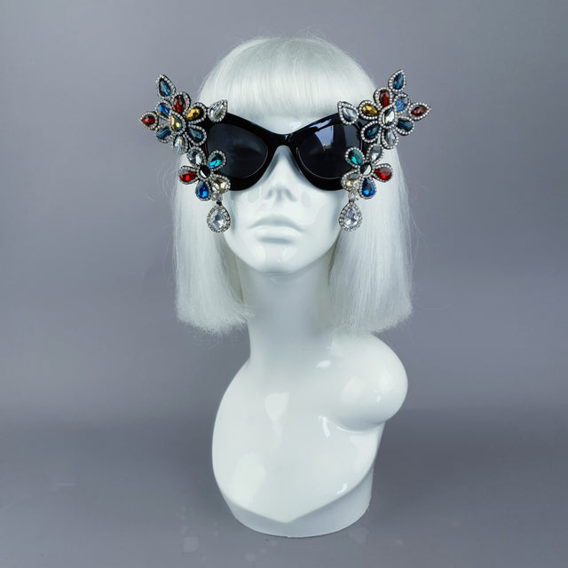 "Exxtra" Colourful Diamante Jewel Cats Eye Sunglasses