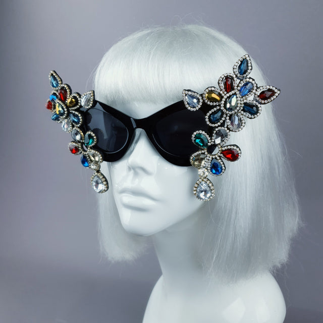 "Exxtra" Colourful Diamante Jewel Cats Eye Sunglasses