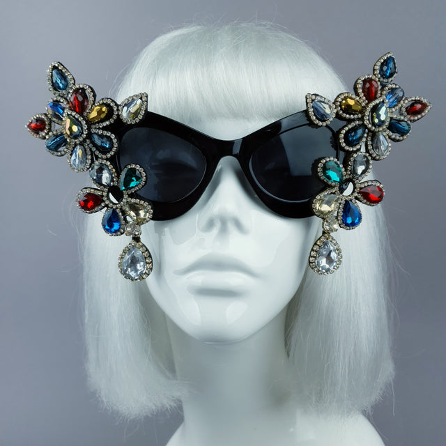 "Exxtra" Colourful Diamante Jewel Cats Eye Sunglasses