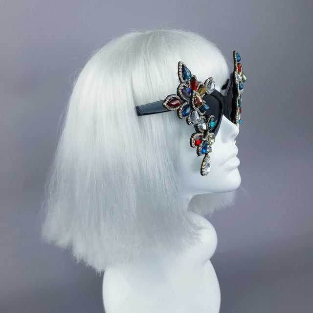 "Exxtra" Colourful Diamante Jewel Cats Eye Sunglasses