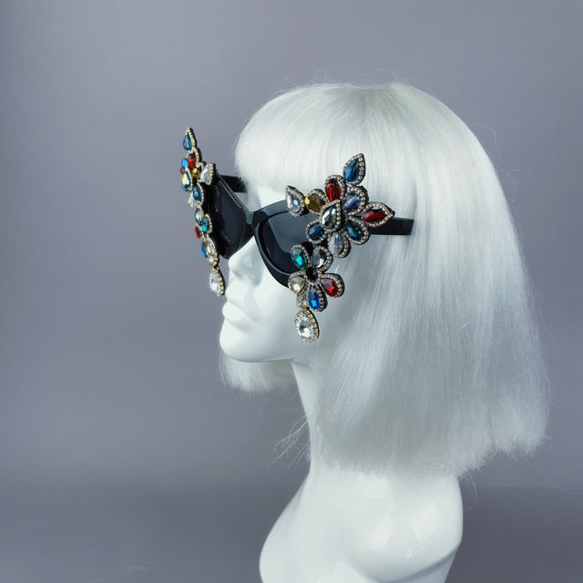 "Exxtra" Colourful Diamante Jewel Cats Eye Sunglasses