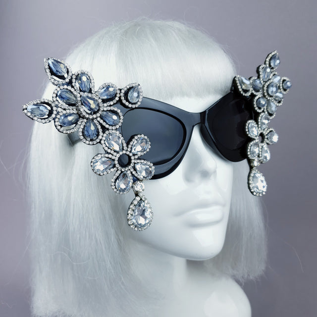 "Exxtra" Silver Diamante Jewel Cats Eye Sunglasses