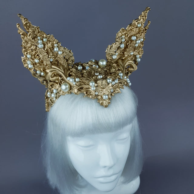 "Kedi" Gold Filigree Cat Ear Headpiece