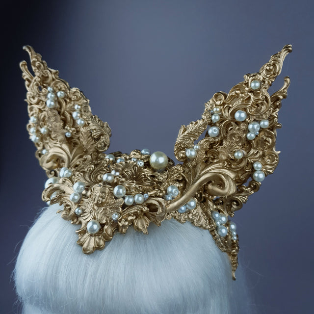 "Kedi" Gold Filigree Cat Ear Headpiece