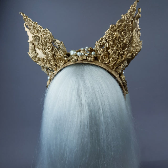 "Kedi" Gold Filigree Cat Ear Headpiece