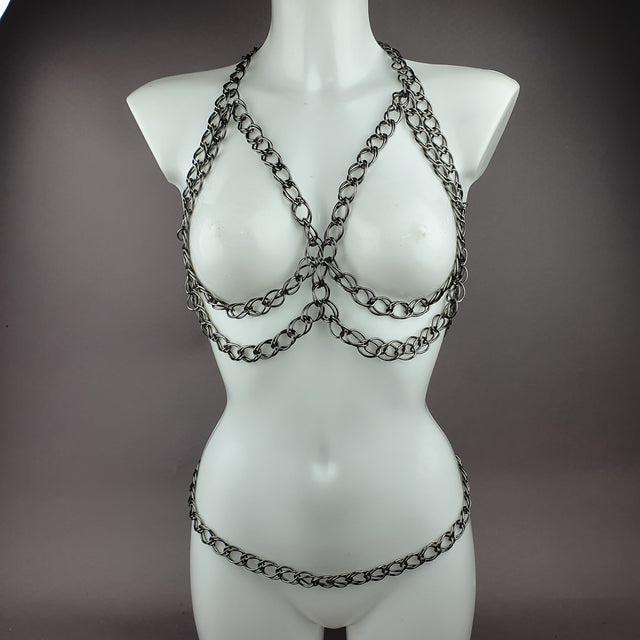 "Incatenato" Dark Grey Chain Jewellery Harness