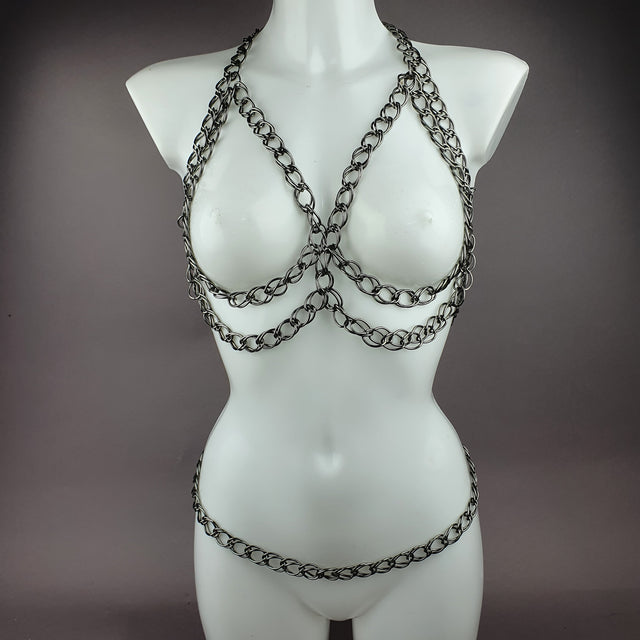 "Incatenato" Dark Grey Chain Jewellery Harness