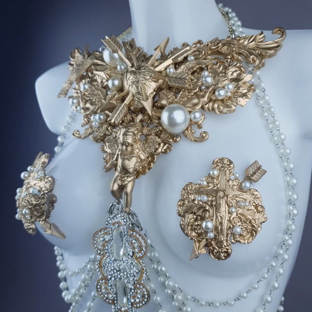 "Yeosin" Gold & Pearl Filigree & Beading Jewellery Harness with Nipple Pasties