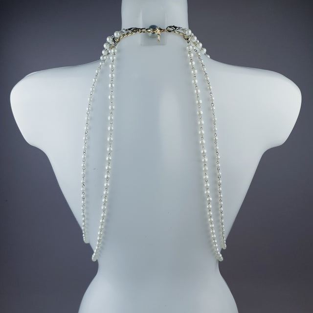 "Yeosin" Gold & Pearl Filigree & Beading Jewellery Harness with Nipple Pasties