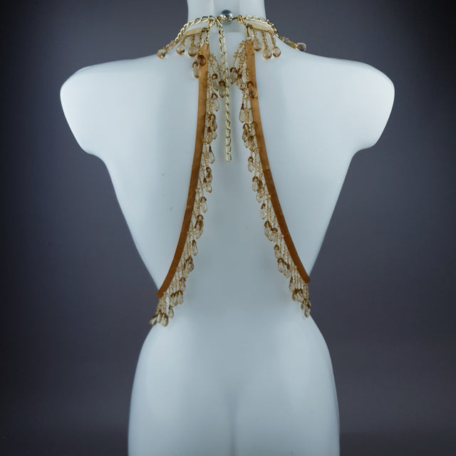 "Sacris" Gold & Jewel Filigree & Beading Jewellery Harness with Pasties