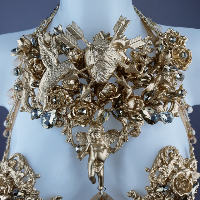 "Sacris" Gold & Jewel Filigree & Beading Jewellery Harness with Pasties