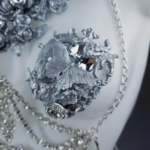 "Merayu" Silver Diamante Filigree Jewellery Harness with Pasties