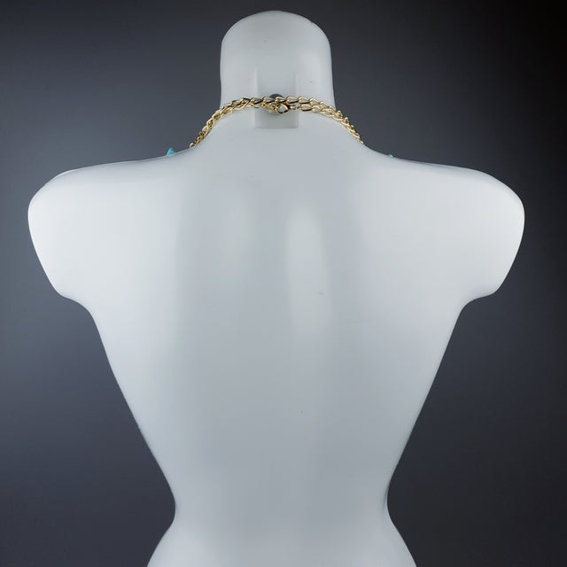 "Santua" Pastel Blue Virgin Mary & Pearl Filigree Jewellery Harness & Pasties