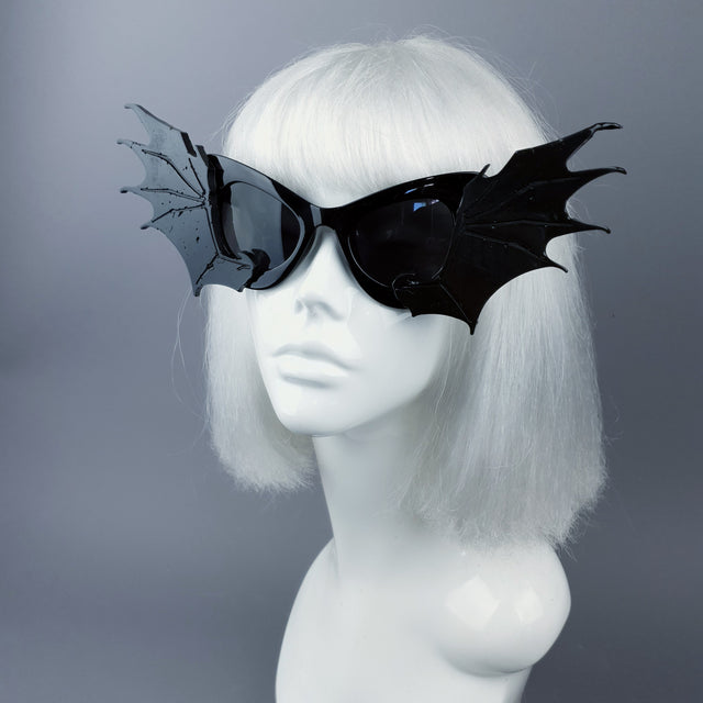 "Devour" Black Bat Wing Catseye Sunglasses