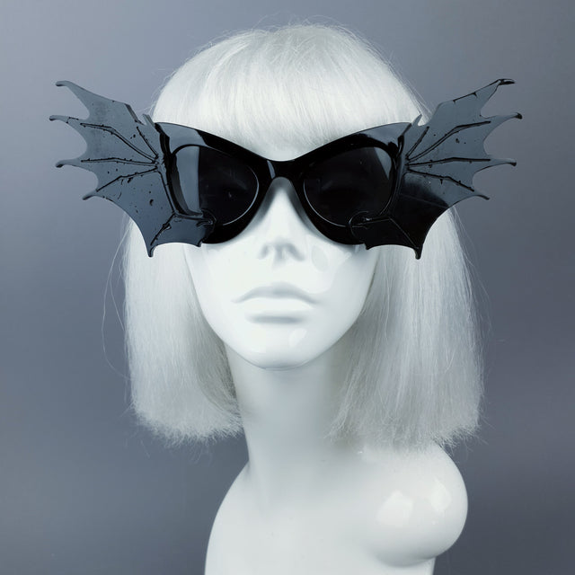 "Devour" Black Bat Wing Catseye Sunglasses