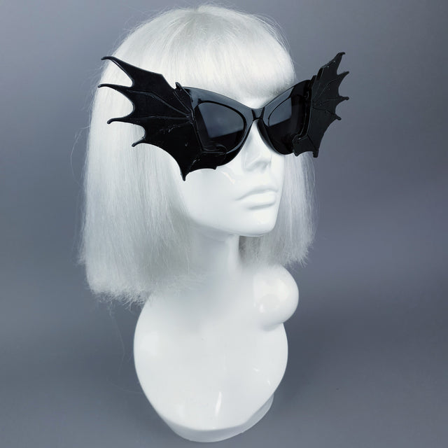 "Devour" Black Bat Wing Catseye Sunglasses