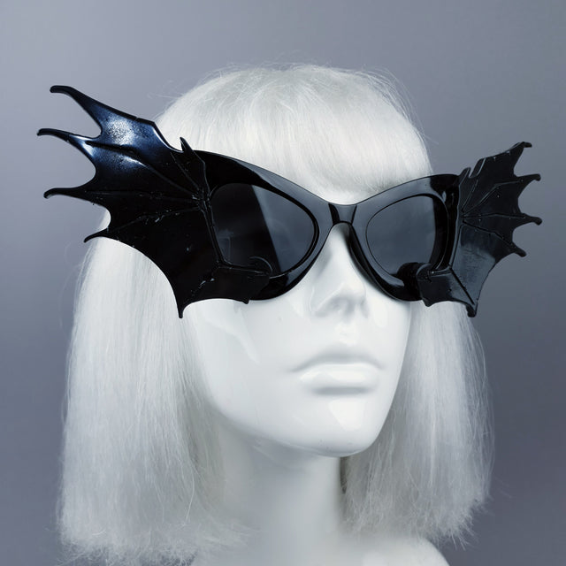 "Devour" Black Bat Wing Catseye Sunglasses