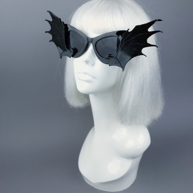 "Devour" Black Bat Wing Catseye Sunglasses