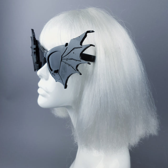 "Devour" Black Bat Wing Catseye Sunglasses