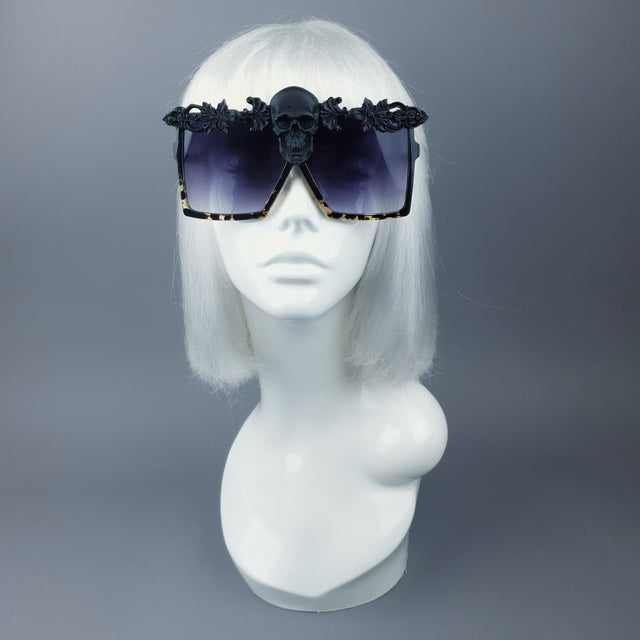 "Crowley" Black Skull Filigree Unisex Sunglasses