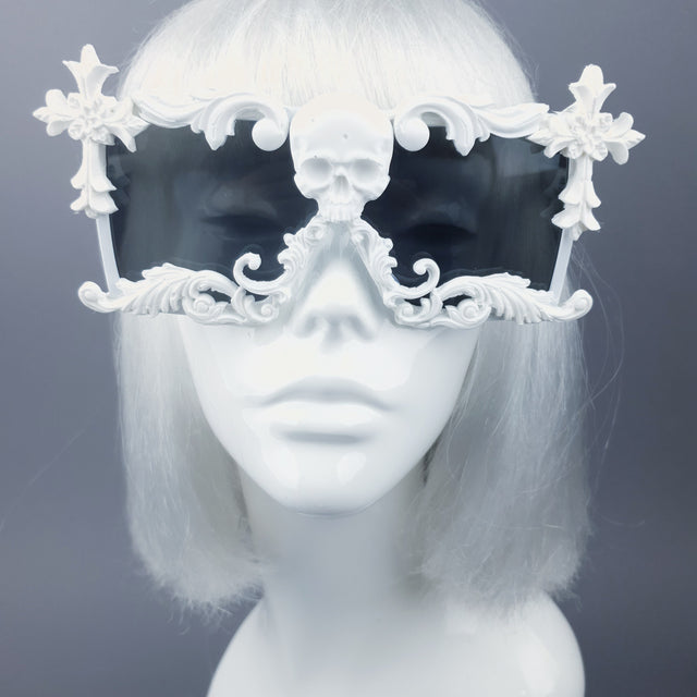 "LaVey" White Skull Filigree Unisex Sunglasses