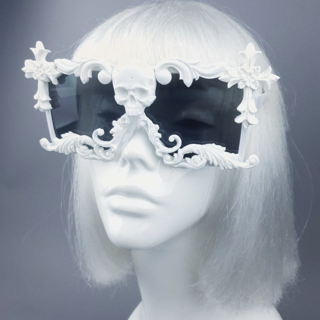 "LaVey" White Skull Filigree Unisex Sunglasses