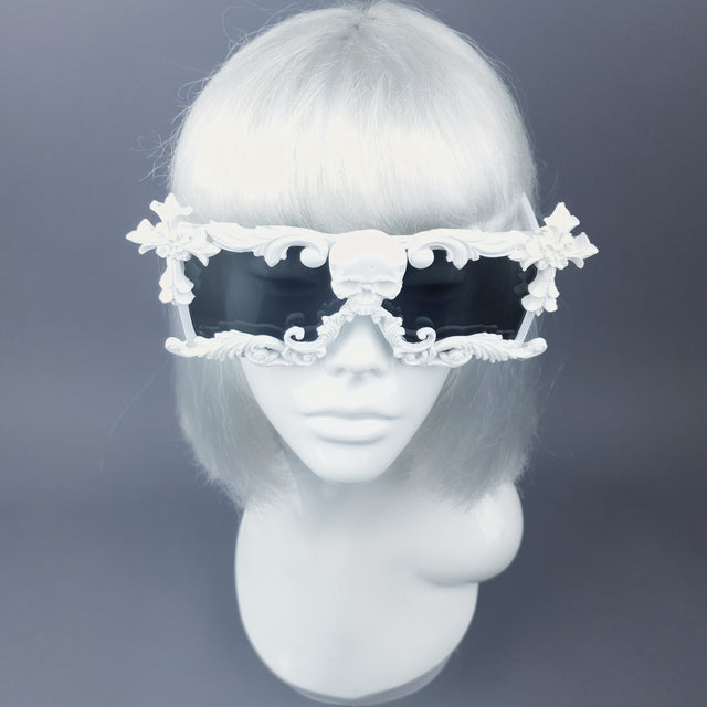 "LaVey" White Skull Filigree Unisex Sunglasses