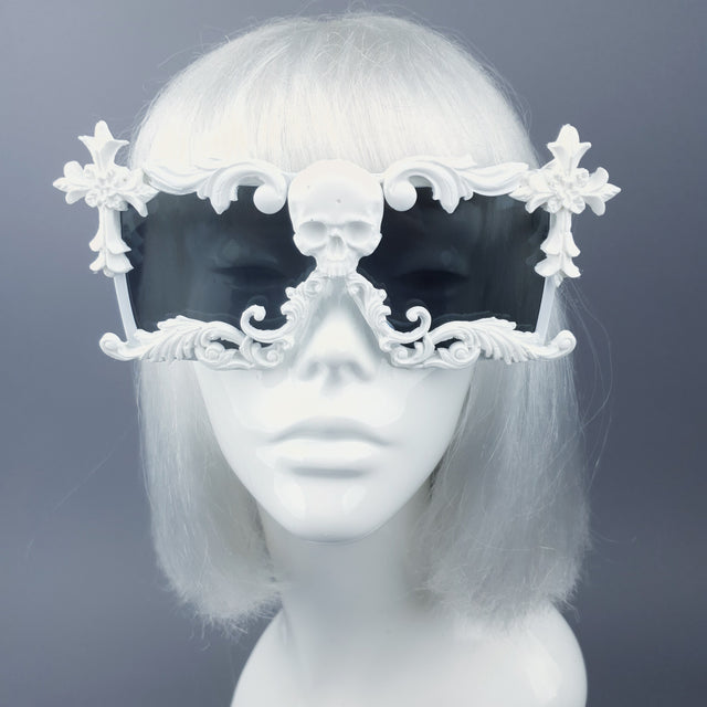 "LaVey" White Skull Filigree Unisex Sunglasses