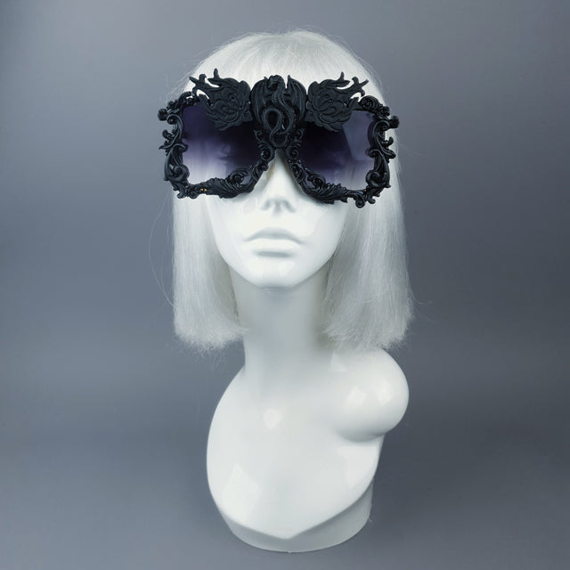"Draco" Black Dragon Filigree Unisex Sunglasses