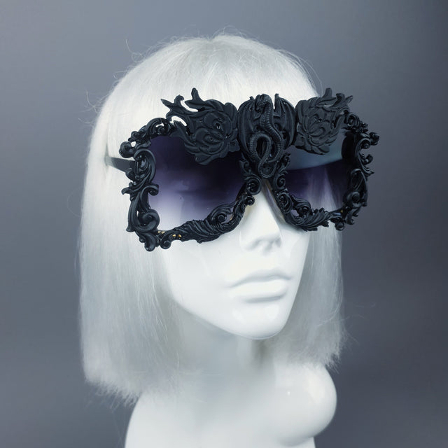 "Draco" Black Dragon Filigree Unisex Sunglasses