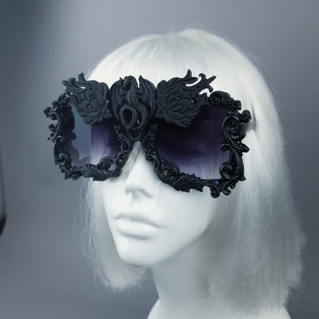 "Draco" Black Dragon Filigree Unisex Sunglasses