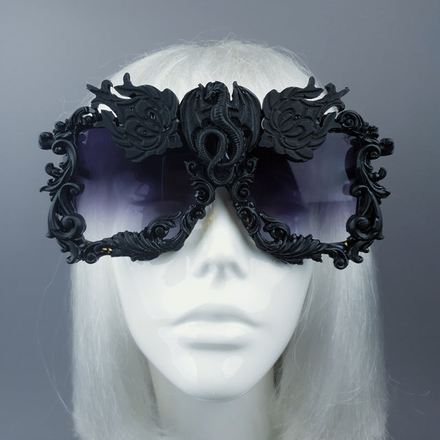 "Draco" Black Dragon Filigree Unisex Sunglasses