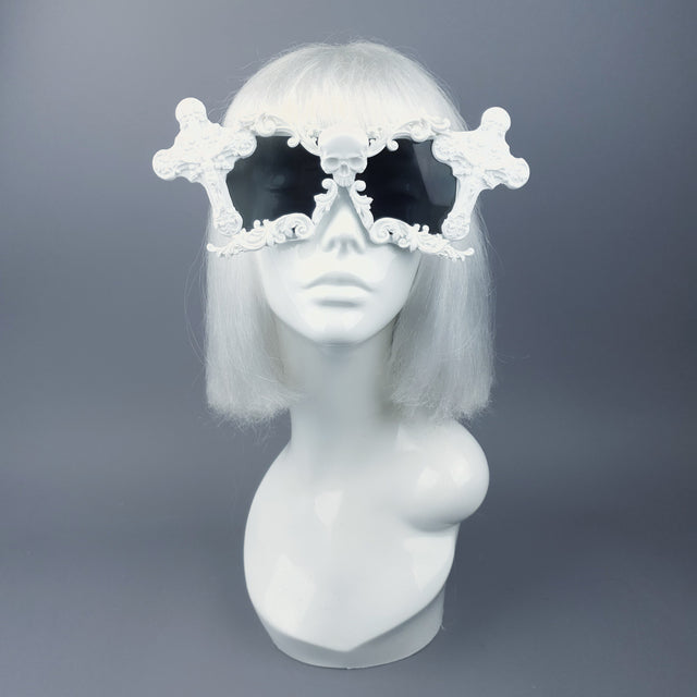 "Tomb" White Cross Filigree Unisex Sunglasses