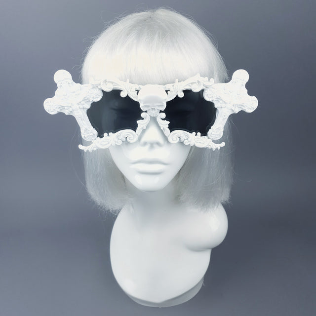 "Tomb" White Cross Filigree Unisex Sunglasses