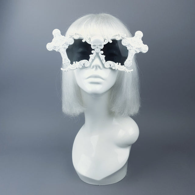 "Tomb" White Cross Filigree Unisex Sunglasses