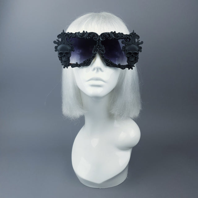 "Infernum" Black Skull Filigree Unisex Sunglasses