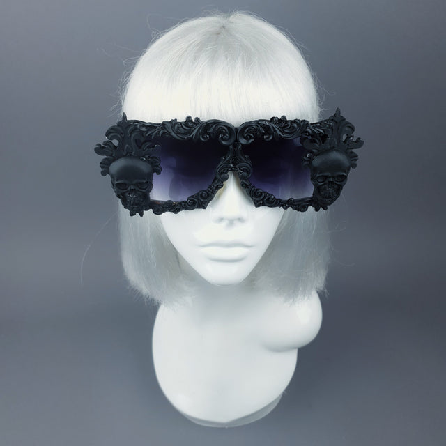 "Infernum" Black Skull Filigree Unisex Sunglasses