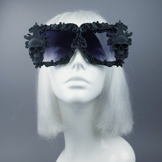 "Infernum" Black Skull Filigree Unisex Sunglasses