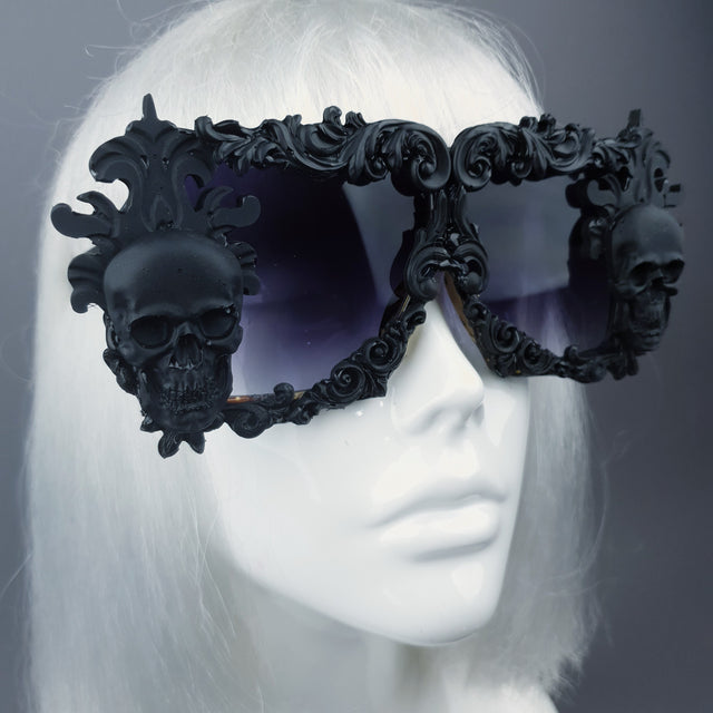 "Infernum" Black Skull Filigree Unisex Sunglasses